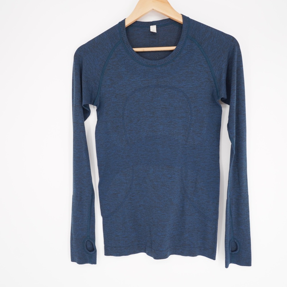 Lululemon Womens Blue Swiftly Tech  2.0 Hip Length Long-Sleeve Shirt Size 6